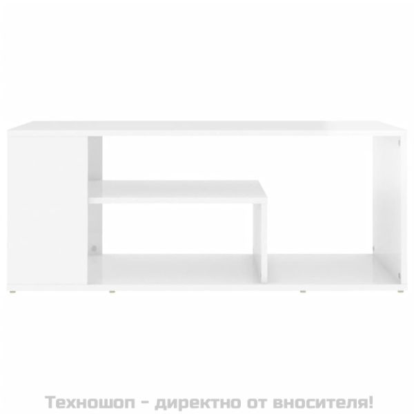 Маса за кафе, бял гланц, 100x50x40 см, инженерно дърво
