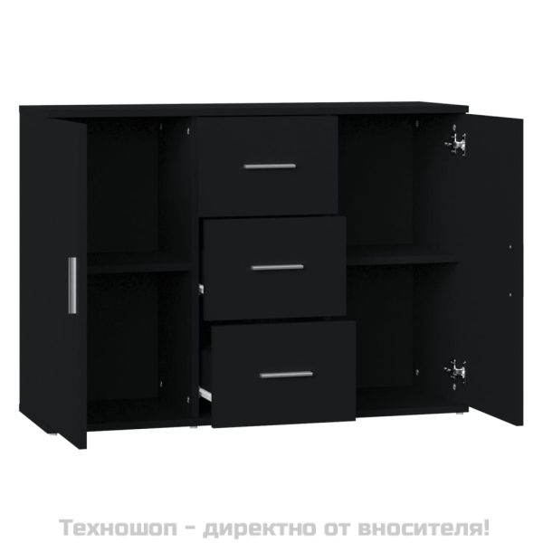 Сайдборд, черен, 91x29,5x65 см, инженерно дърво