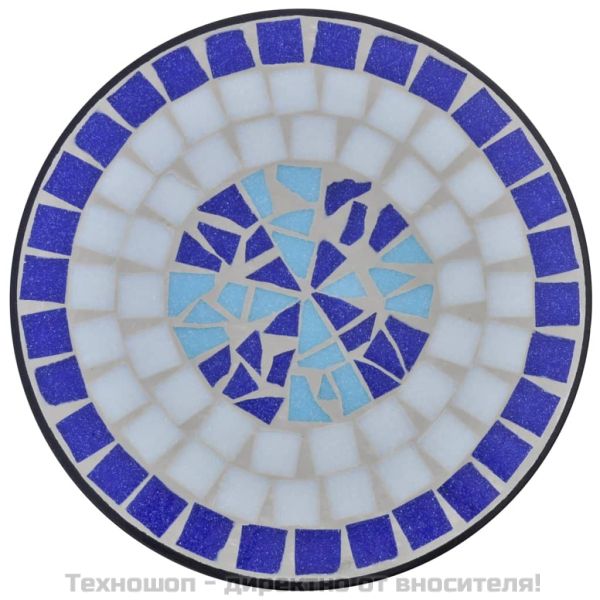 Мозаечна странична масичка за цветя, синьо-бяла