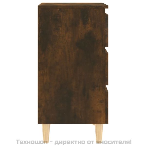 Нощни шкафчета крака масивно дърво 2 бр опушен дъб 40x35x69 см