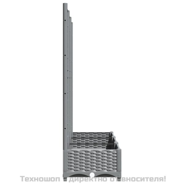 Градински сандък с пергола, светлосив, 120x40x121,5 см, PP