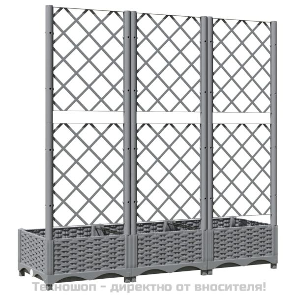 Градински сандък с пергола, светлосив, 120x40x121,5 см, PP