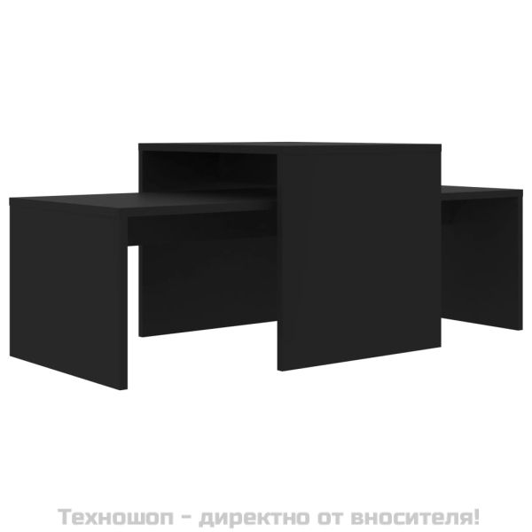Комплект маси за кафе, черен, 100x48x40 см, инженерно дърво