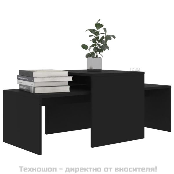 Комплект маси за кафе, черен, 100x48x40 см, инженерно дърво