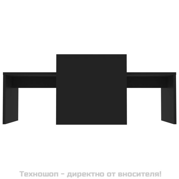 Комплект маси за кафе, черен, 100x48x40 см, инженерно дърво