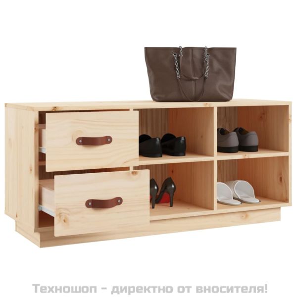 Пейка за обувки 100x34x45 см масивна борова дървесина
