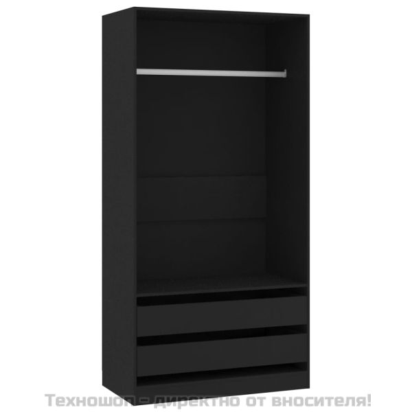 Гардероб, черен, 100x50x200 см, ПДЧ