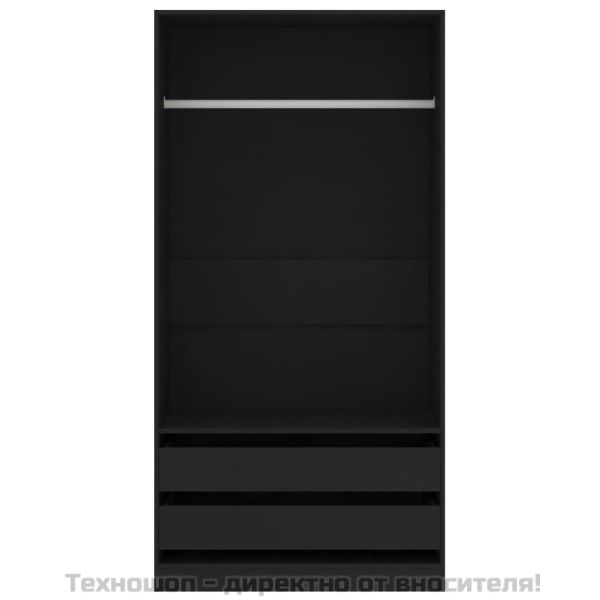 Гардероб, черен, 100x50x200 см, ПДЧ