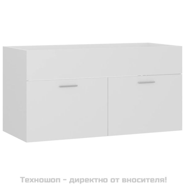 Долен шкаф за мивка, бял, 90x38,5x46 см, инженерно дърво