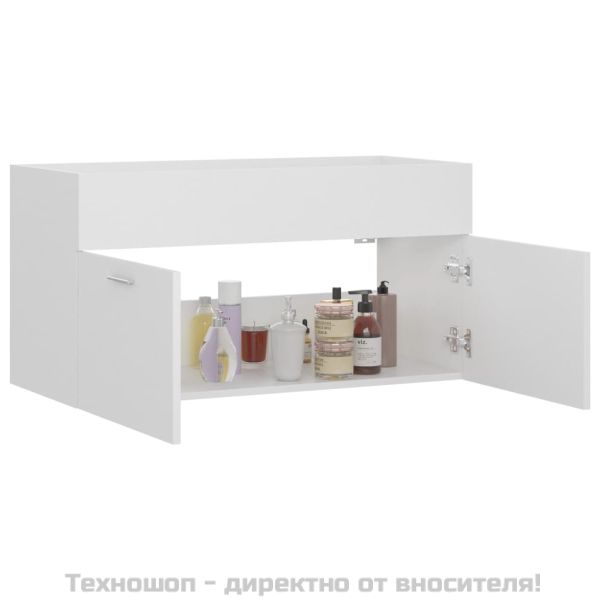 Долен шкаф за мивка, бял, 90x38,5x46 см, инженерно дърво