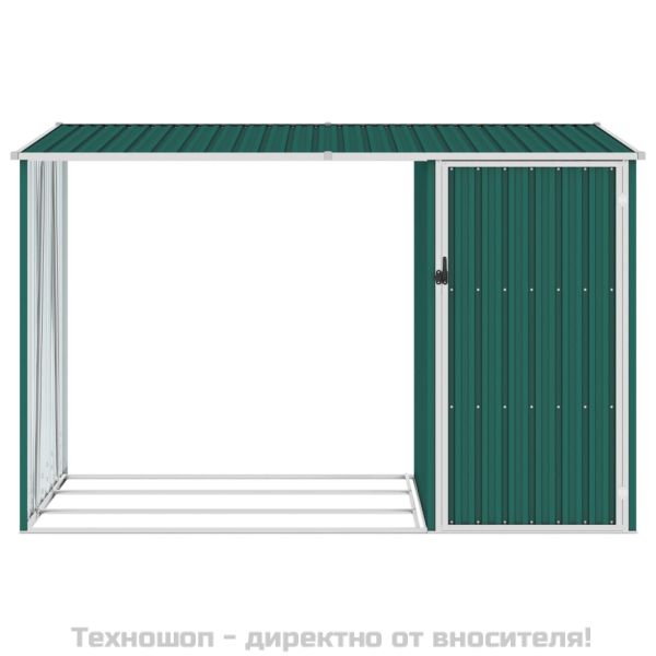 Градински навес зелен 245x98x159 см поцинкована стомана