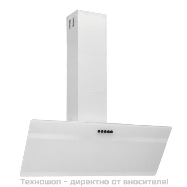 Стенен абсорбатор, 90 см, стомана и закалено стъкло, бял