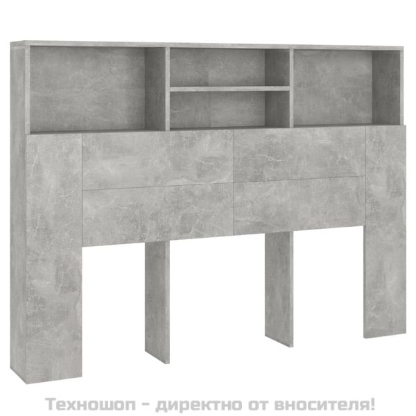 Табла за легло тип шкаф, бетонно сива, 140x19x103,5 см