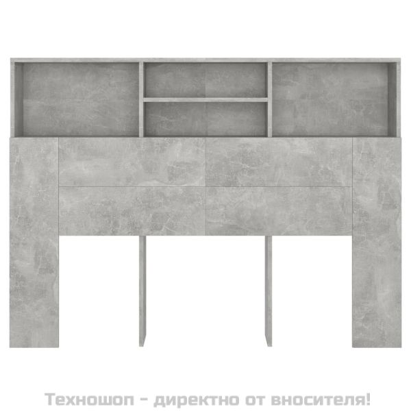 Табла за легло тип шкаф, бетонно сива, 140x19x103,5 см