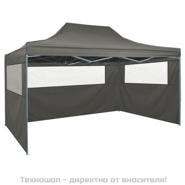 Сгъваема шатра с 3 стени, 3x4,5 м, антрацит