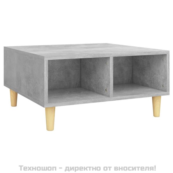 Кафе маса, бетонно сива, 60x60x30 см, инженерно дърво