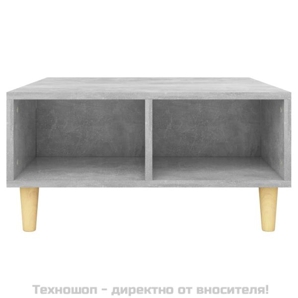 Кафе маса, бетонно сива, 60x60x30 см, инженерно дърво