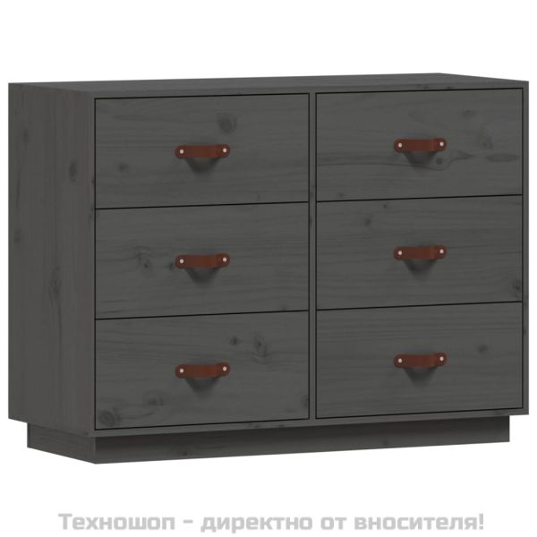 Сайдборд, сив, 100x40x75 см, бор масив