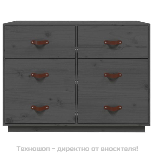 Сайдборд, сив, 100x40x75 см, бор масив