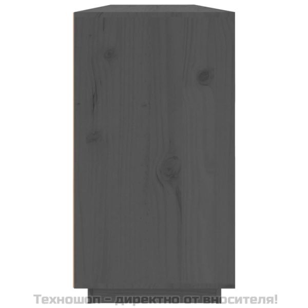 Сайдборд, сив, 100x40x75 см, бор масив