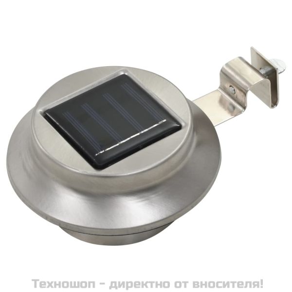 Градински соларни лампи, 6 бр, LED, кръгли, 12 см, бели