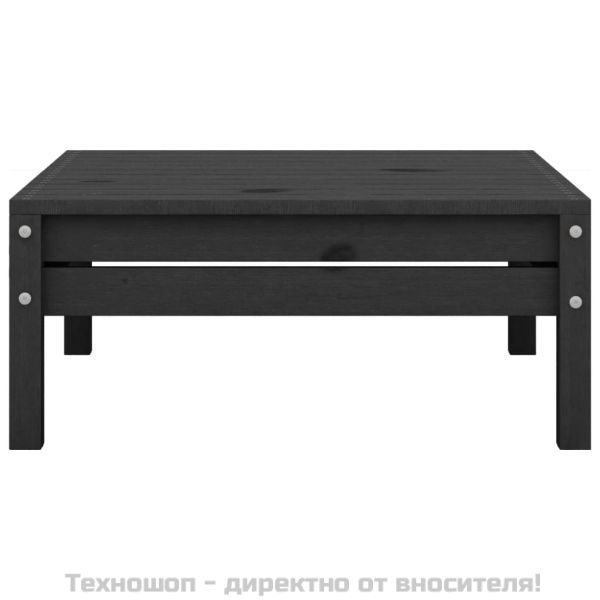 Градински лаундж комплект, 4 части, бор масив, черен