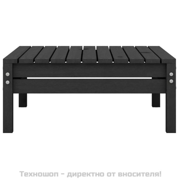 Градински лаундж комплект, 4 части, бор масив, черен