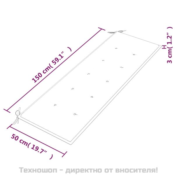 Пейка Батавия с виненочервен възглавница, 150 см, тик масив