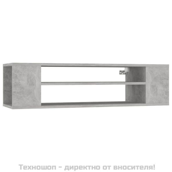 Окачен TВ шкаф, бетонно сив, 100x30x26,5 см, инженерно дърво