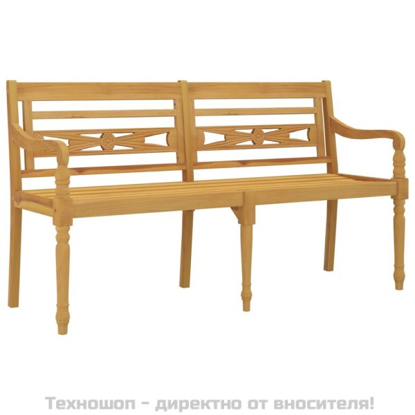 Пейка Батавия с яркозелено възглавница, 150 см, тик масив