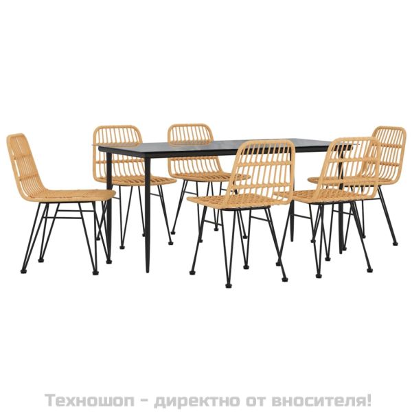 Градински трапезен комплект от 7 части, полиратан