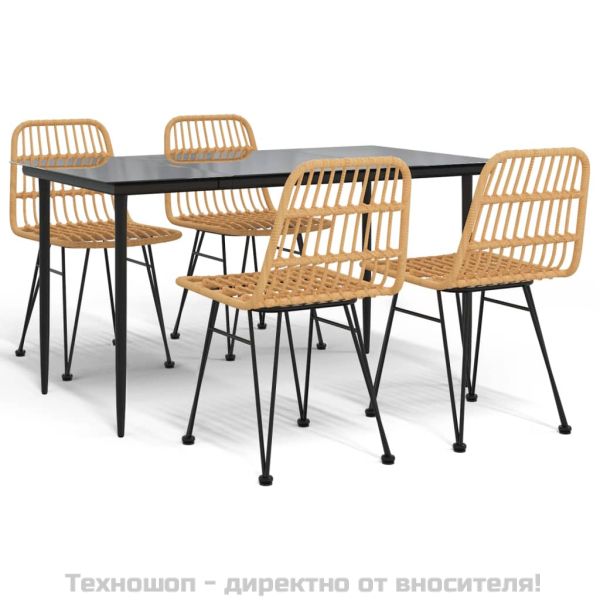 Градински трапезен комплект от 5 части, полиратан