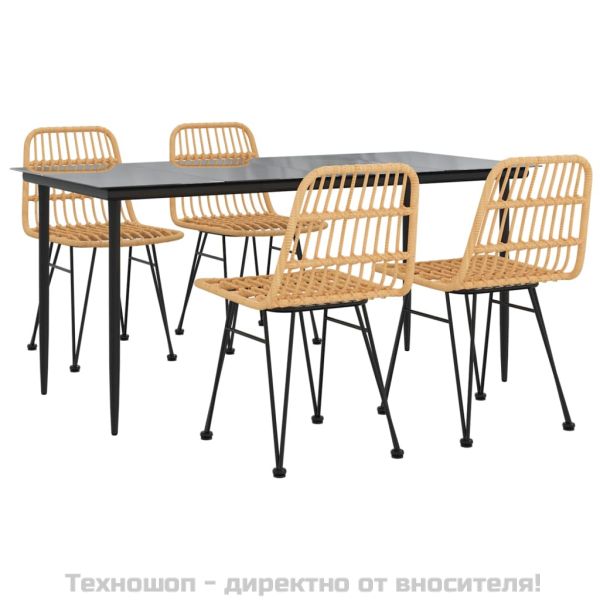 Градински трапезен комплект от 5 части, полиратан