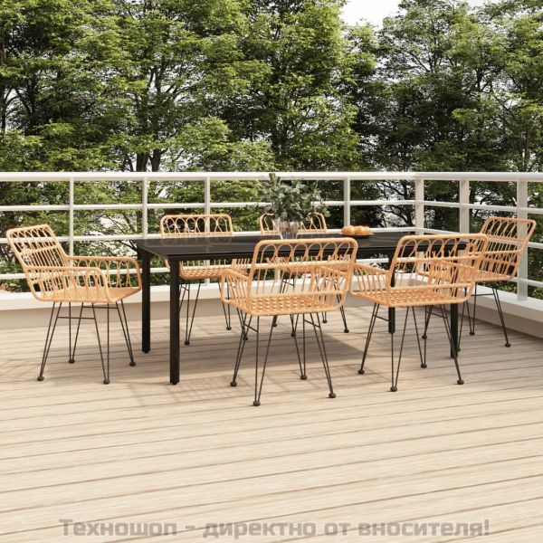 Градински трапезен комплект от 7 части, полиратан