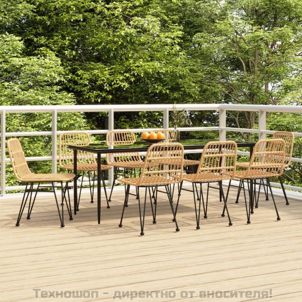 Градински трапезен комплект, 9 части, полиратан