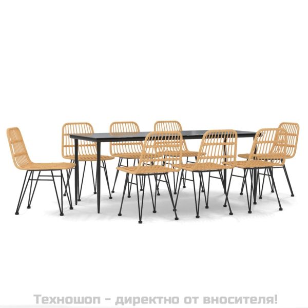 Градински трапезен комплект, 9 части, полиратан