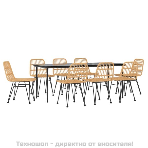 Градински трапезен комплект, 9 части, полиратан