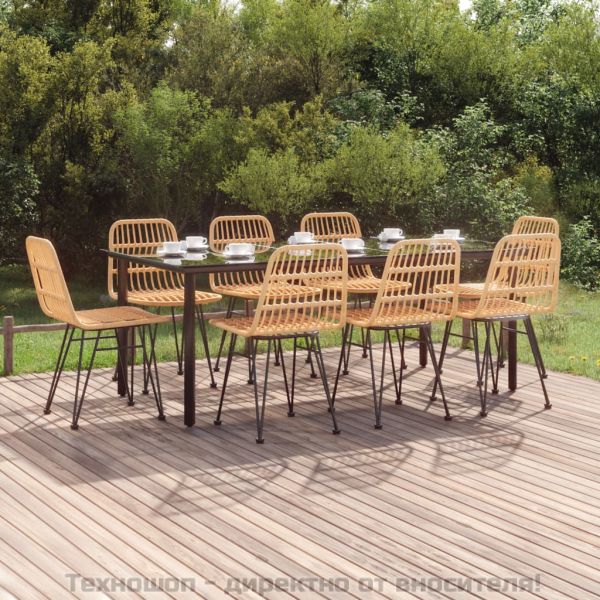 Градински трапезен комплект, 9 части, полиратан