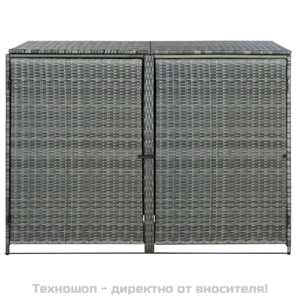 Двоен навес за кофа за смет полиратан антрацит 148x77x111 cм