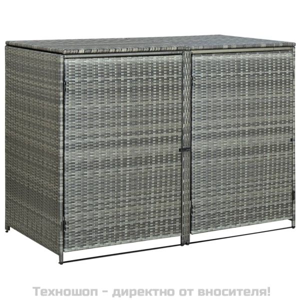 Двоен навес за кофа за смет полиратан антрацит 148x77x111 cм