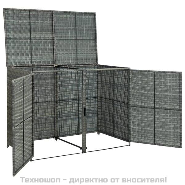 Двоен навес за кофа за смет полиратан антрацит 148x77x111 cм