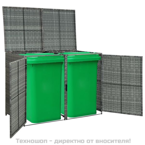 Двоен навес за кофа за смет полиратан антрацит 148x77x111 cм