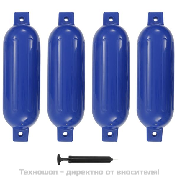 Фендери за лодка, 4 бр, сини, 51x14 см, PVC