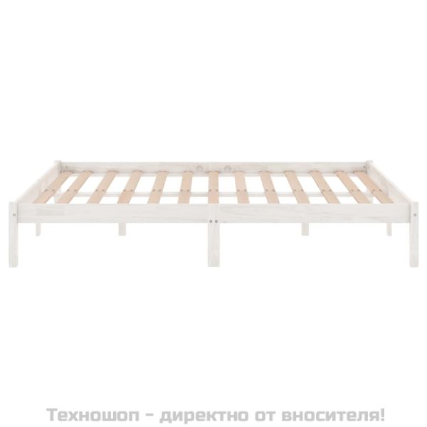 Рамка за легло, бяла, дърво масив, 135x190 cм, Double