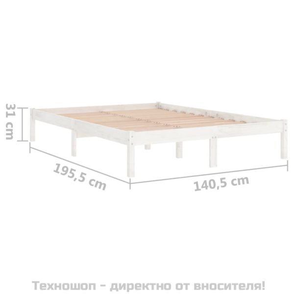 Рамка за легло, бяла, дърво масив, 135x190 cм, Double