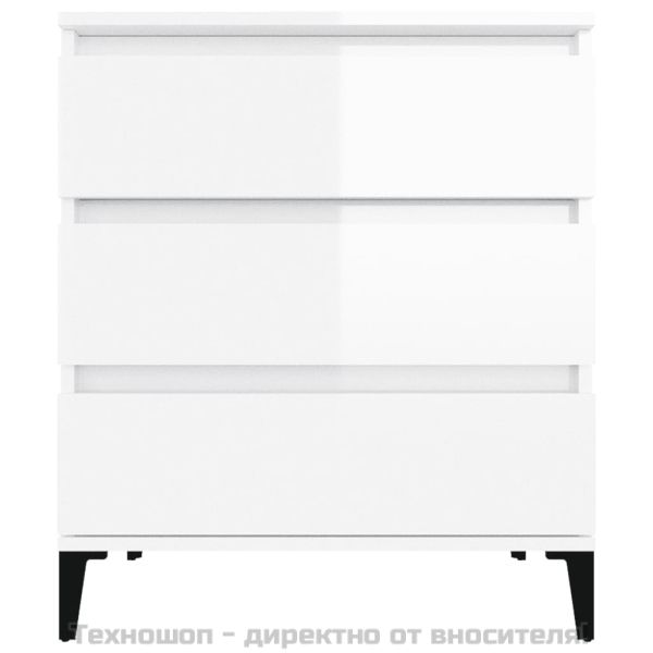 Сайдборд, бял гланц, 60x35x70 см, инженерно дърво