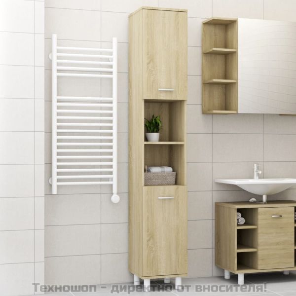 Шкаф за баня, дъб сонома, 30x30x179 см, инженерно дърво