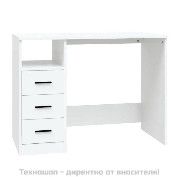 Бюро с чекмеджета, бяло, 102x50x76 см, инженерно дърво