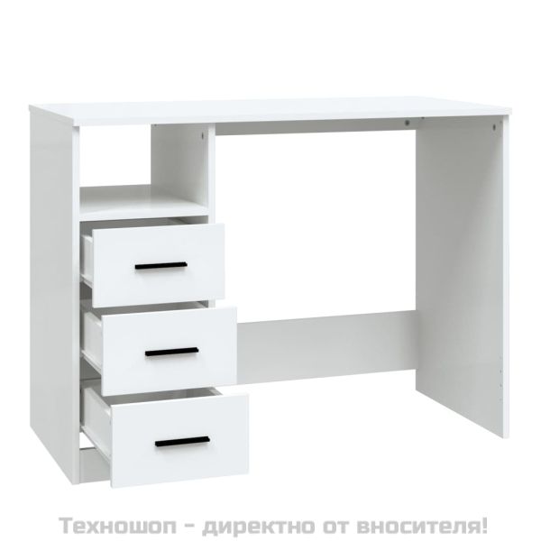 Бюро с чекмеджета, бяло, 102x50x76 см, инженерно дърво