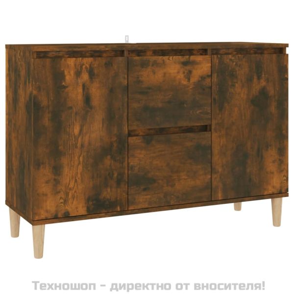 Сайдборд, опушен дъб, 101x35x70 см, инженерно дърво